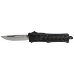 CobraTec Knives CTK-1 Small OTF Knife 2.75in D2 Steel Drop Non-Serrated Blade Black 7in SBCTK-1SDNS