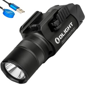 Olight Baldr Pro R Rechargeable LED Weaponlight with Heavy-Duty Carabiner with Locking Clip (Orange) in Black