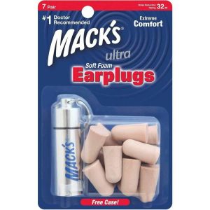 Mack’s Ultra Soft Foam Shooting Earplugs  7 Pair with Travel Case – 32 Db High NRR  Comfortable Ear Plugs for Hunting  Tactical  Target  Skeet and