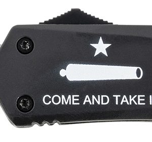 Templar Knife LCATI331 Gen II Come And Take It Large 3.50" OTF Drop Point Plain Black Oxide Stonewashed 440C SS Blade, 5.25" Black "Come And Take It" Aluminum Handle, Glass Breaker