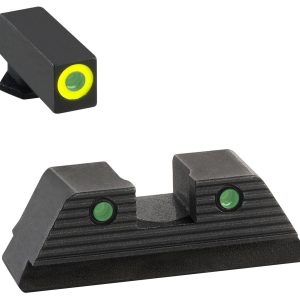 AmeriGlo GL819 Trooper Sight Set for Glock  Green Tritium LumiGreen Outline Front Sight-Green Tritium Black Outline Rear Sight