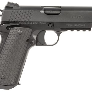 Girsan 392075 MC1911 C Untouchable Compact Frame 9mm Luger 9+1 4.40" Black Steel Barrel, Black Serrated Steel Slide & Frame w/Beavertail & Picatinny Rail, Black Polymer Grip