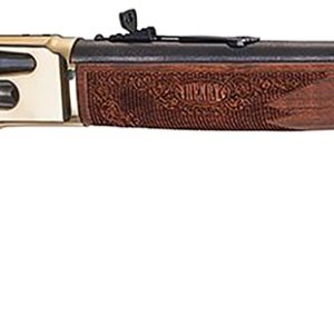 Henry H024360BH Side Gate  Full Size 360 Buckhammer 5+1 20" Blued Steel Barrel, Brass Polished Drilled & Tapped Brass Receiver, Fixed American Walnut Stock, Right Hand