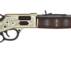 Henry H006GES2 Eagle Scout Centennial Tribute 2nd Edition 44 Special/44 Mag 10+1 20" Blued Octagon Barrel, Polished Brass w/Nickel Plating Drilled & Tapped Receiver, American Walnut Straight Stock