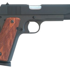 Cimarron 1911 1911 .45 ACP 8+1, 5.03" Black Steel Barrel, Black Parkerized Serrated Slide & Frame, Checkered Walnut Grips