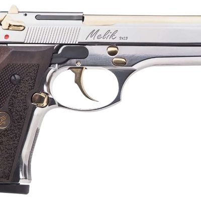 Derya Firearms 15L.MELIK9.NG.TR Melik  9mm Luger 15+1 4.90″ Gold TiN Steel Barrel, Black Melonite Serrated Steel Slide,  Black Aluminum Frame, Black Polymer Grip