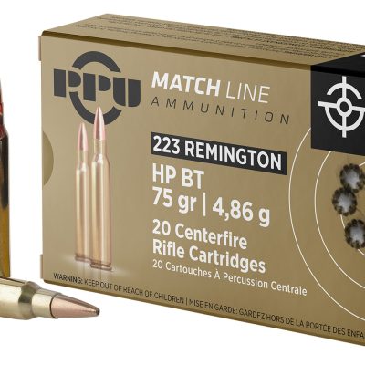 PPU PPM2232 Match  223Rem 75gr Hollow Point Boat Tail 20 Per Box/50 Case
