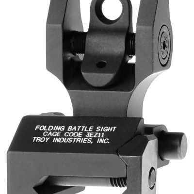 Troy Ind SSIGFBSROBT00 Rear Folding BattleSight Round  Black Hardcoat Anodized for AR-15