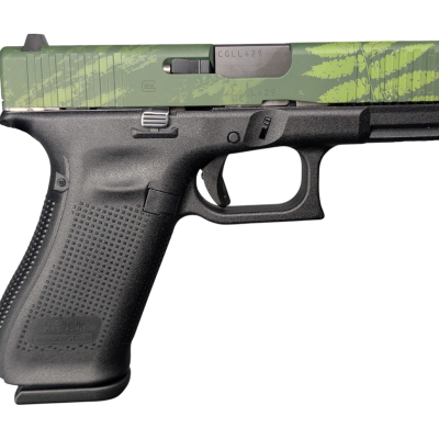 GLOCK 45 V ISLAND CAMO 9MM PISTOL 4" BLACK-BLK/GRN SLIDE FXD 3-17RD MAGS