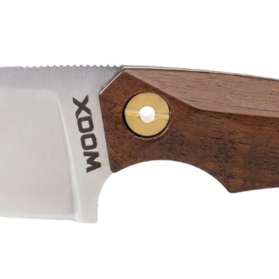 Woox BU.KNF030.01 Bad Boy  2.75″ Plain Drop Point D2 Steel Blade American Walnut w/ Brass Hardware Handle 6.25″ OAL