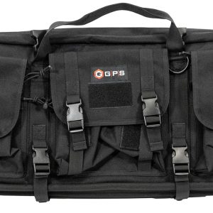 GPS Bags DRC28 Double Rifle Case Black 600D Polyester w/ 2 Padded Pistol Sleeves MOLLE Webbing & Lockable Zippers