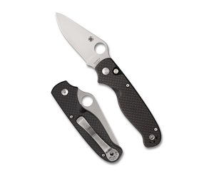 SPYDERCO BUTTONUP CF PE 3.27" BK/SLV