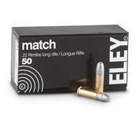 Eley Ammunition Match EPS .22 Long Rifle 40 Grain Flat Nose Brass Cased Rimfire Ammo, 50 Rounds, 01100