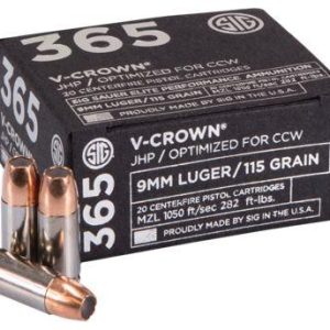 SIG Sauer 9mm Luger Elite V-Crown 365 JHP, 115gr, 20ct