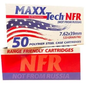 MAXXTECH Tulammo 7.62x39mm 123 Grain Full Metal Jacket Rifle Ammo, 50 Rounds, MTNFR762