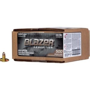 CCI Blazer Brass 9mm Luger 115gr Full Metal Jacket Handgun Ammo - 500 Rounds