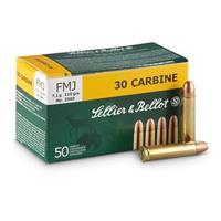 Sellier & Bellot 30 Carbine 110 Grain Full Metal Jacket Rifle Ammo, 50 Rounds, SB30A