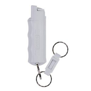 SABRE Pepper Spray Keychain with Quick Release, Light Gray Color