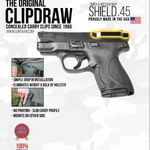 S M Shield 45 Cal Black (Ambi) Gun Holster Clip